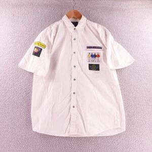 Vintage Gap Tropical Series Yachting Patch White Cotton Short Sleeve Shirt Men M